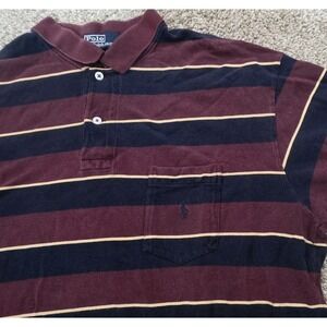 Vintage Polo Ralph Lauren Polo Shirt Stripped Multi Color Short Sleeve Mens XL
